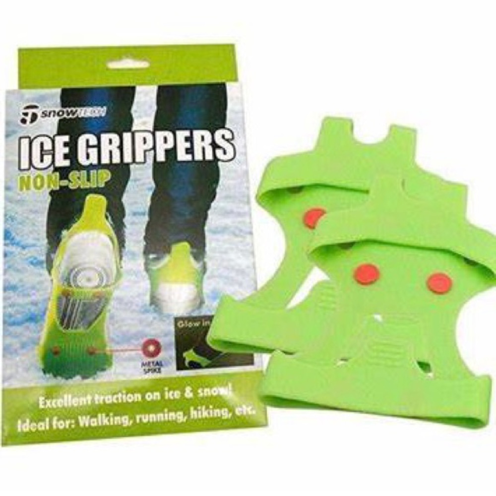 SnowTrax Green Glow in the Dark Unisex Ice Grippers LARGE